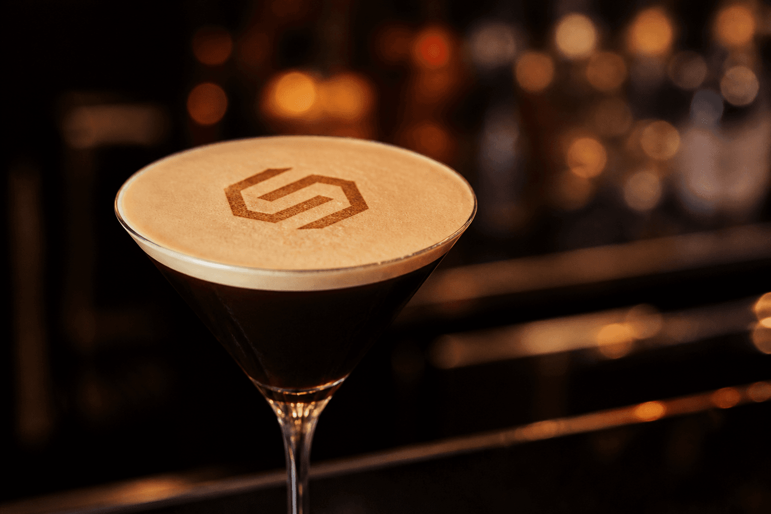Example drink print: corporate logo on espresso martini foam