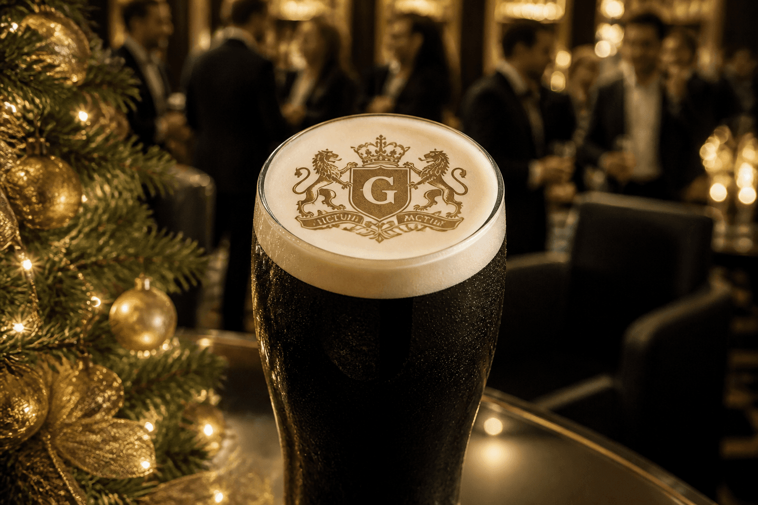 Example drink print: a geometric logo on stout foam