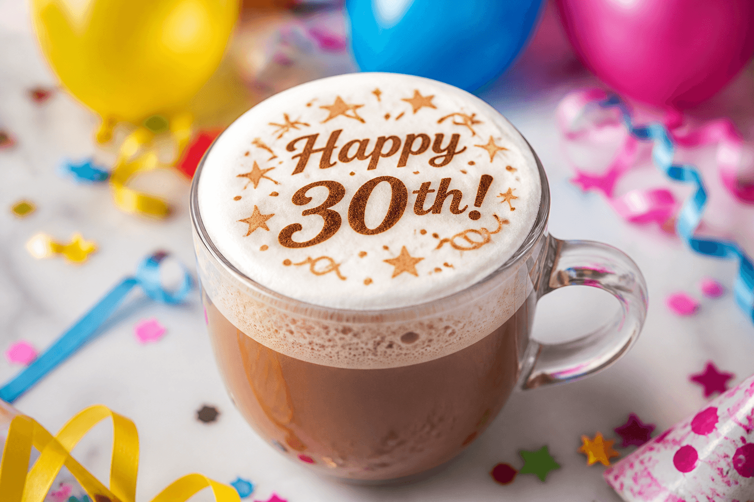 Example drink print: Cheers on hot chocolate foam